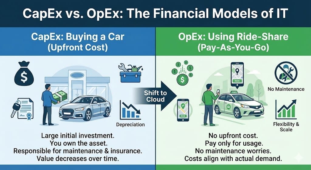 Comparison of CapEx versus OpEx in cloud computing